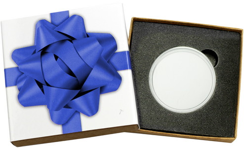 SilverTowne Natural Kraft Paper Gift Box with Blue Bow Box Sleeve & Capsule [Add $5.00]
